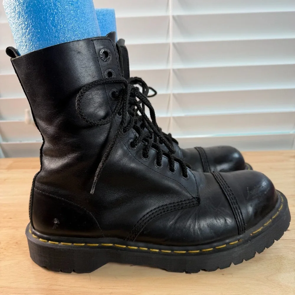 Dr. Martens AirWair Work Boots Mens Black Steel Toe Lace Up 10966 Combat Punk 13
